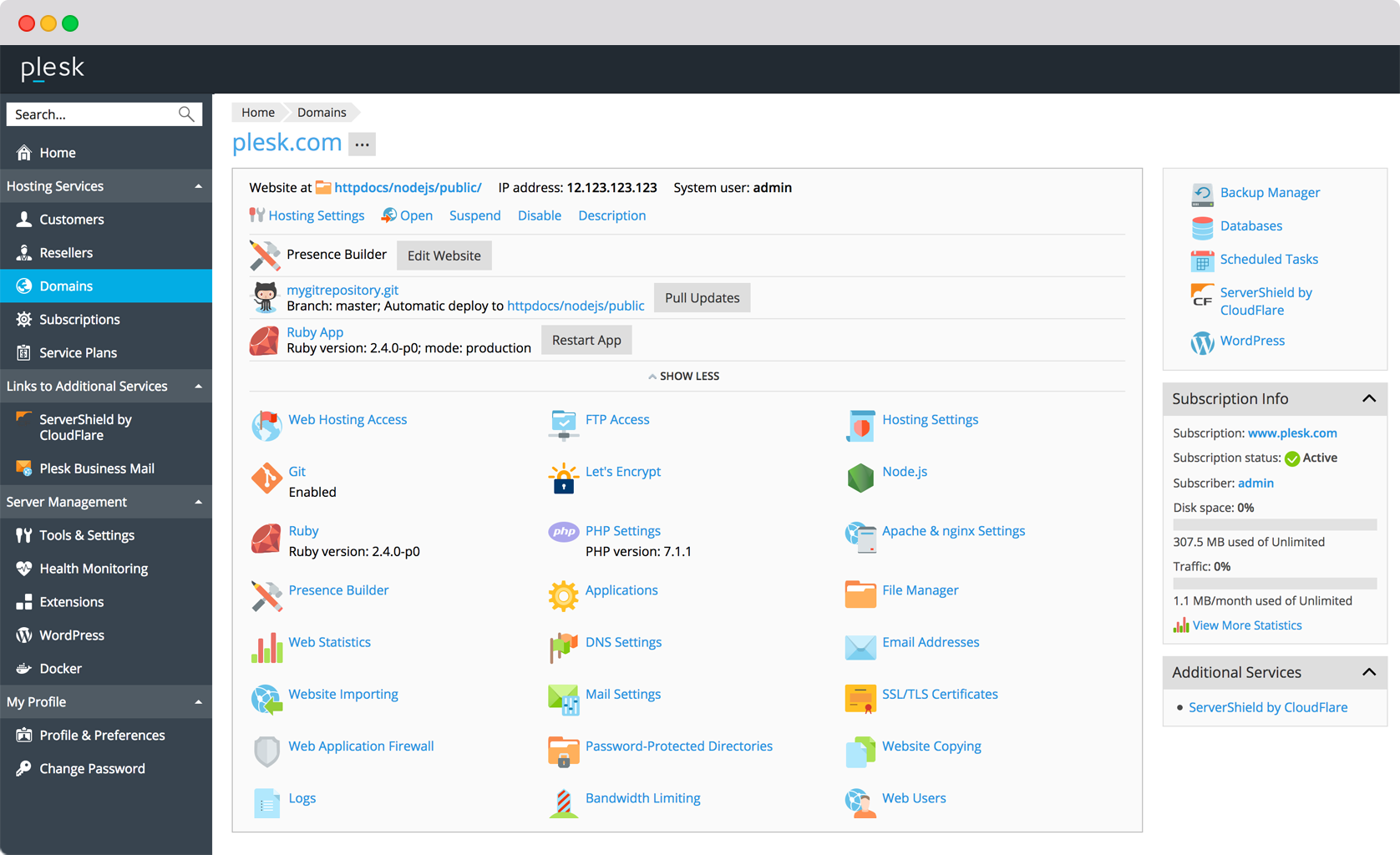 plesk screenshot
