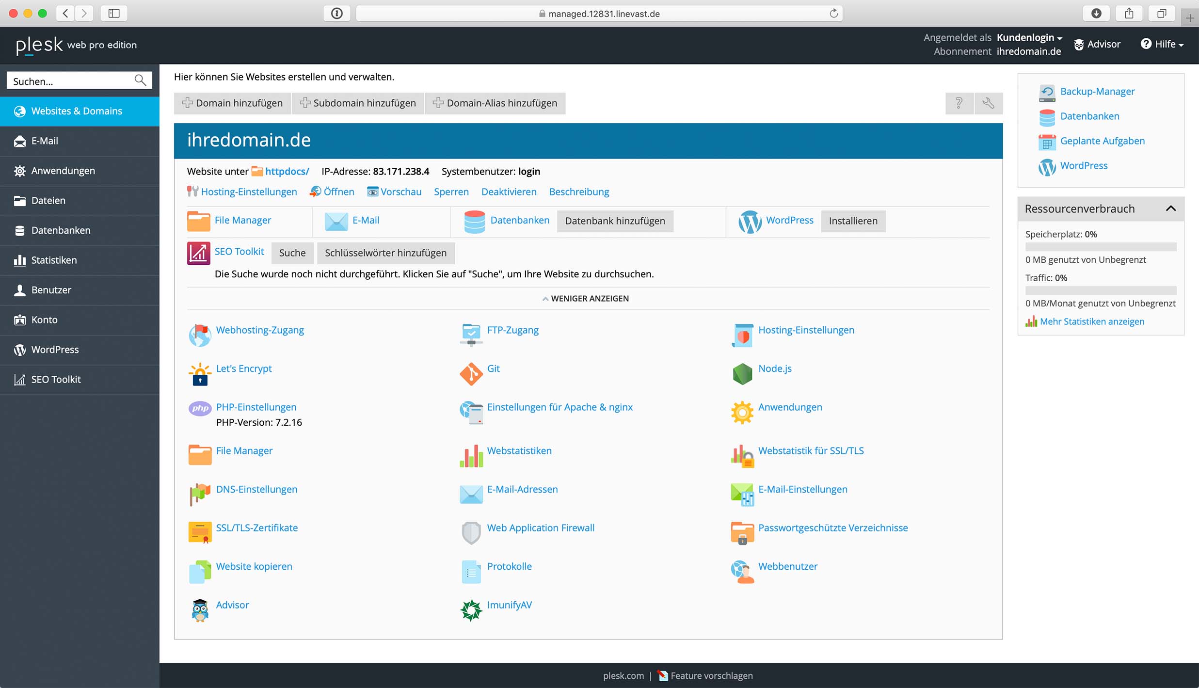 plesk screenshot