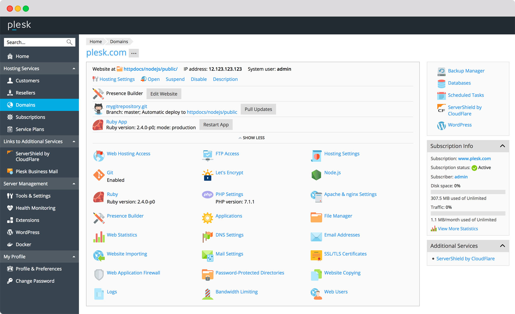 plesk screenshot